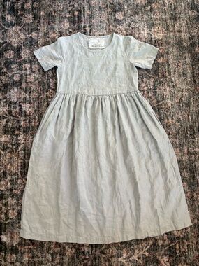 notPERFECTLINEN Emilie Ice Blue Linen Midi Dress